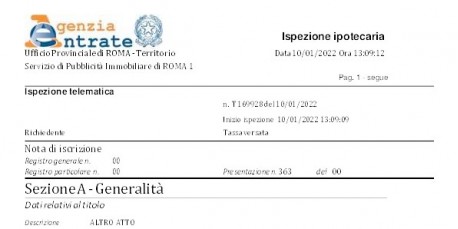 Nota di Trascrizione Online Persona Giuridica