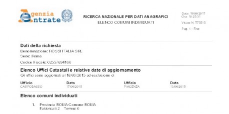 Visura Catastale Nazionale Persona Giuridica