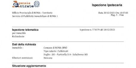 Visura Ipotecaria Immobile