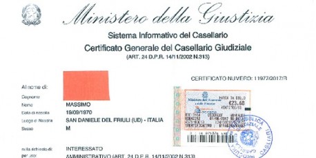 Certificato Casellario Giudiziale uso Adozione