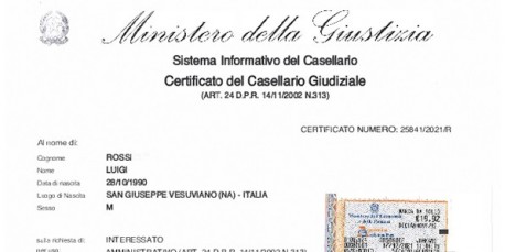 Certificato Casellario uso Lavoro