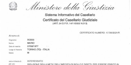 Certificato Casellario uso Elettorale
