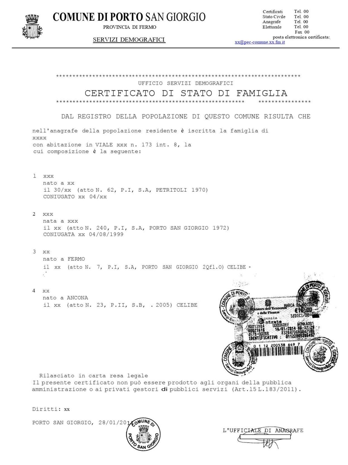 Certificato di stato di famiglia come richiederlo online?
